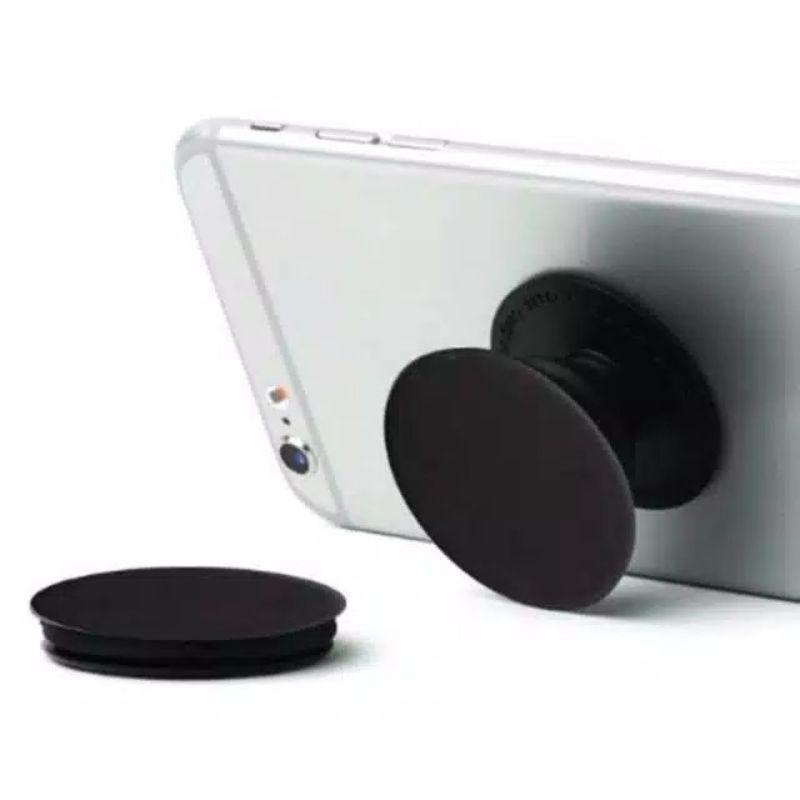 Pop socket Polos hitam putih phone holder kaitan belakang hp Tempelan Pegangan Tablet 0