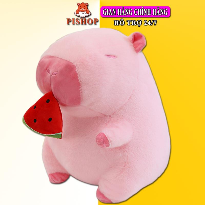 Gấu Bông Chuột Capybara Hồng Miệng Dưa Hấu 30cm (Miệng Liền) - Thú Bông Thú Nhồi Bông Đồ Chơi Toy Không Phát Nhạc capybara  nước mũi