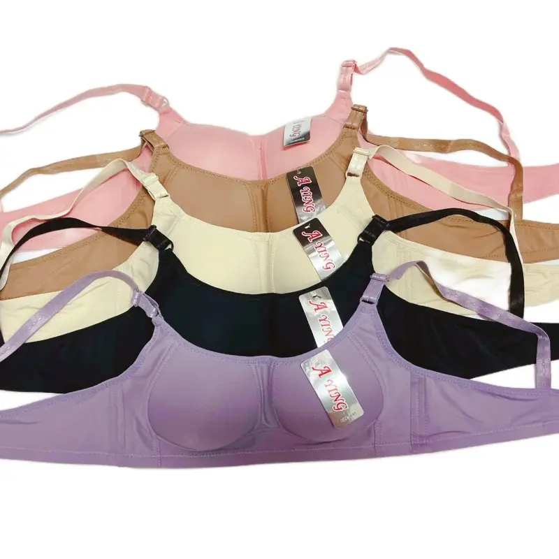 Underwear set with 2 hooks adjustable to 3 levels, wireless, thin sponge, medium size, B cup, recommended by mothers for extra size. Available in 5 colors, sizes 34 to 40. Clothing Women, women's bras, padded bras for curvy women.