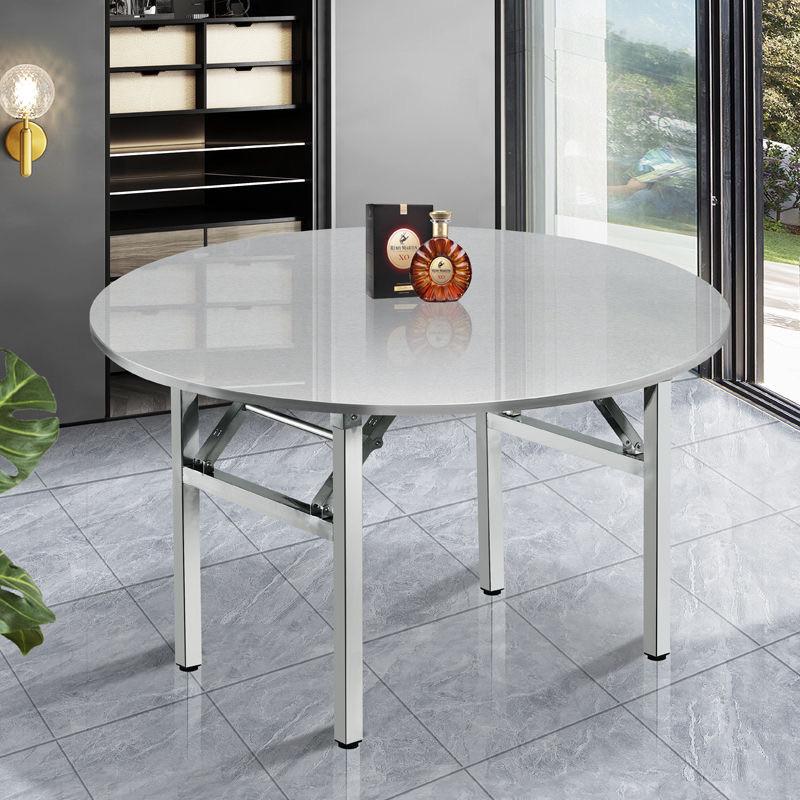 304 stainless steel round table folding table round barbecue night snack stall canteen dining table large round table 0
