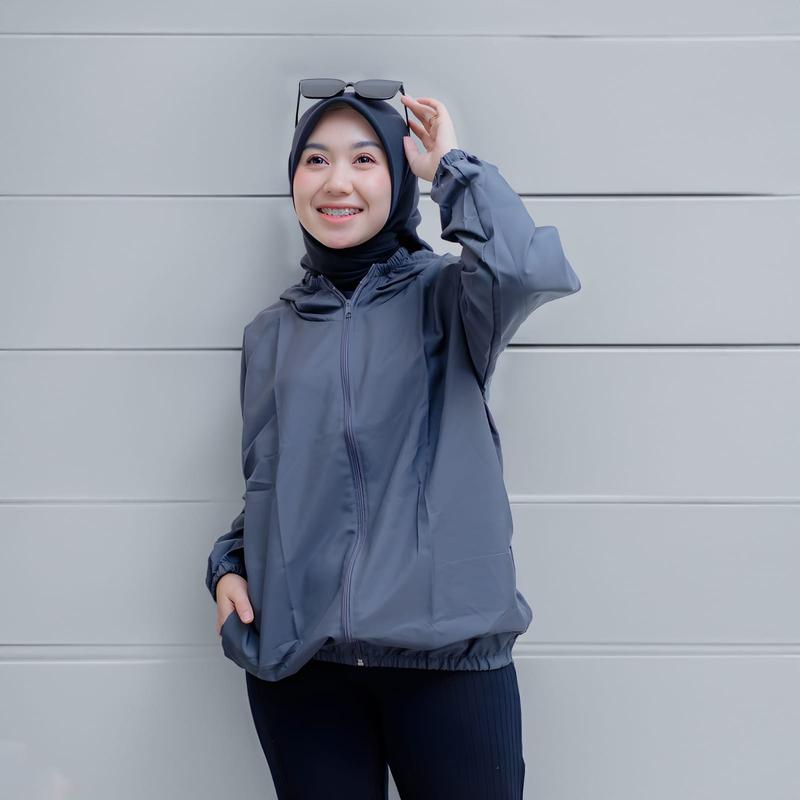 Product Introduction of Jaket Parasut Wanita Import Terbaru 2024 Basic Korean Style Sauna Suit Waterproof Sport Olahraga Gym Running Jogging Haiking Bersepeda Ukuran Jumbo M | L | XL | XXL 25