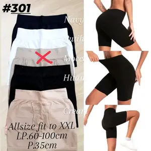 CELANA LEGGING PENDEK IMPORT / HOTPANT HIGHWAIST / DALAMAN WANITA Melar Shorts Santai Hitam