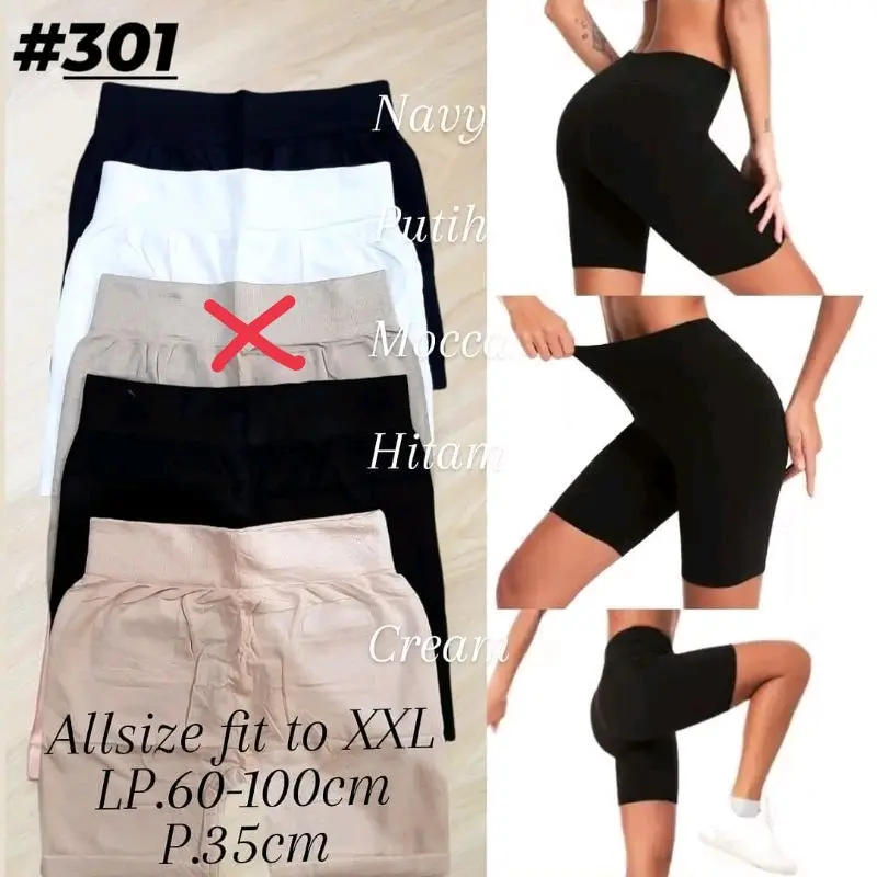 CELANA LEGGING PENDEK IMPORT / HOTPANT HIGHWAIST / DALAMAN WANITA Melar Shorts Santai Hitam