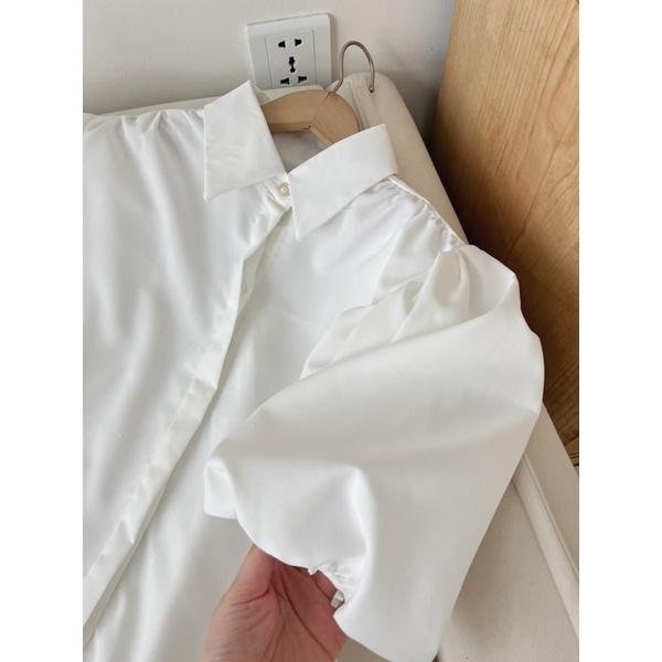 Áo sơ mi tay phồng tiểu thư đính ngọc vạt tôm xinh xắn 5