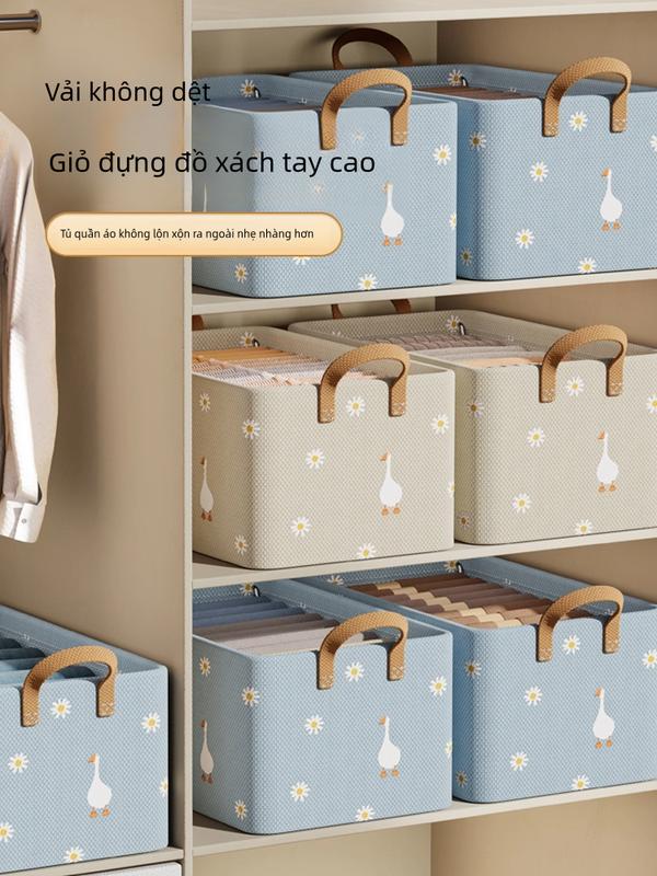 Hộp đựng đồ Hộp vải đựng quần áo chăn màn khung thép chắc chắn Túi vải đựng đồ gọn nhẹ tối ưu không gian 4