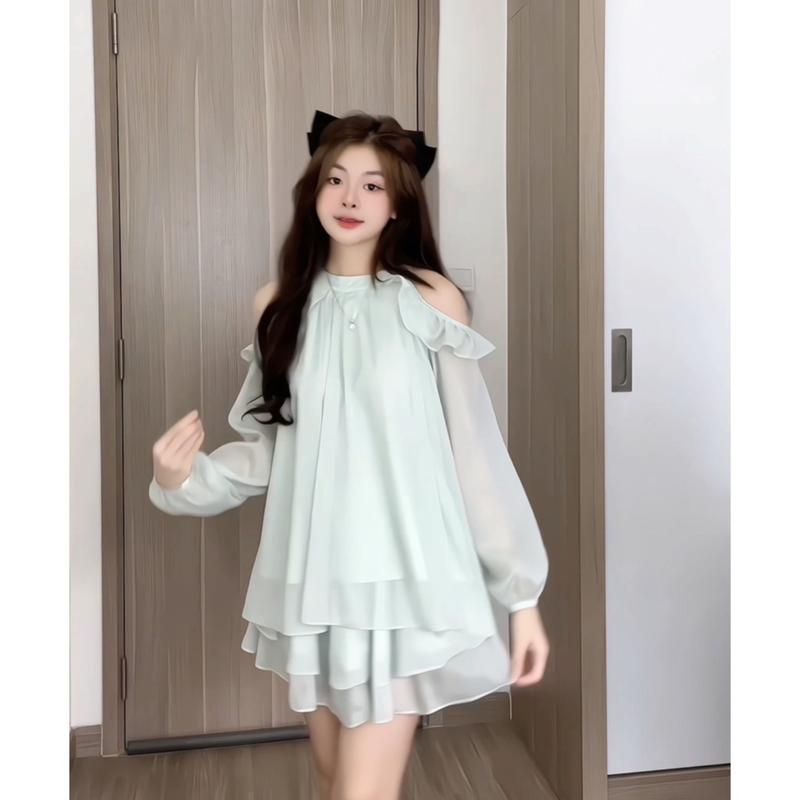 Set tơ bèo hở vai Lisssadress, set áo quần tiểu thư tay dài dilyshop Trơn Trơn Nữ Top, DILYSHOP_ S110 | BigBuy360 - bigbuy360.vn