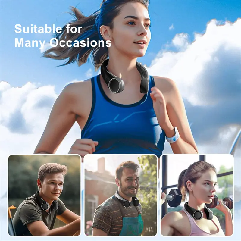 Portable Neck Fan, USB Rechargeable Hand Free Bladeless Neck Fan, 3 Speeds 72 Air Outlet, Adjustment Personal Cooling Fan for Traveling Office 7