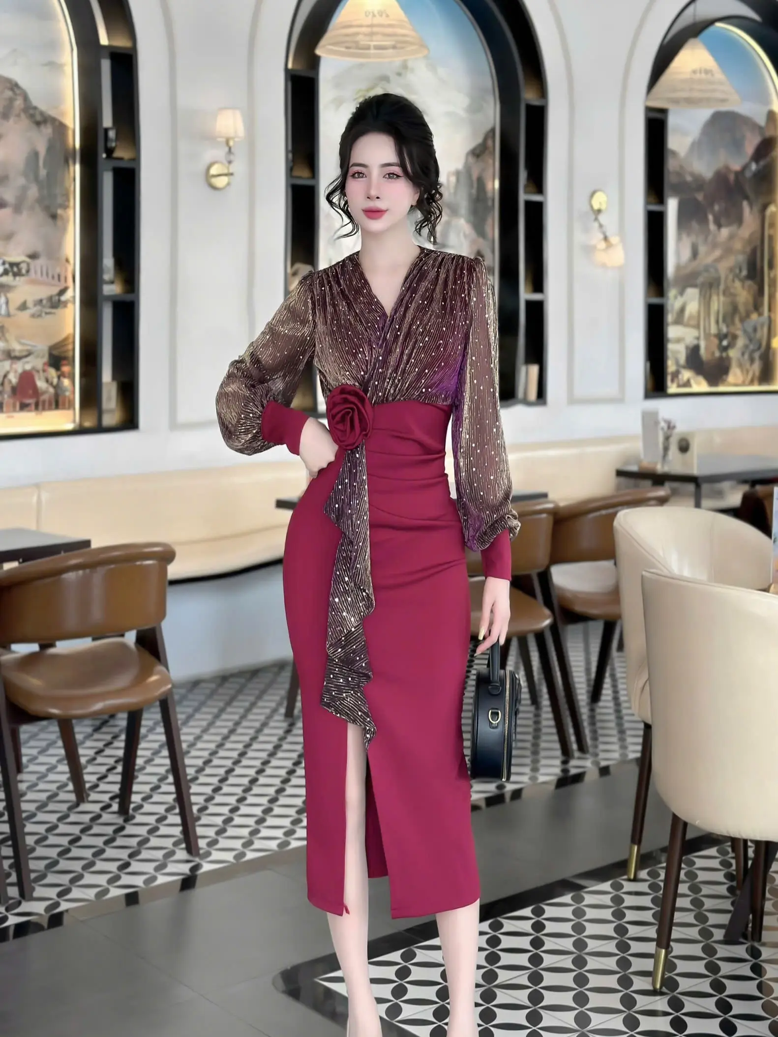 Zámi FS C86 - Váy Dự Tiệc Umi Ánh Kim Thanh Lịch, Phong Cách Sang Trọng Dành Cho Nữ (Women Dress)