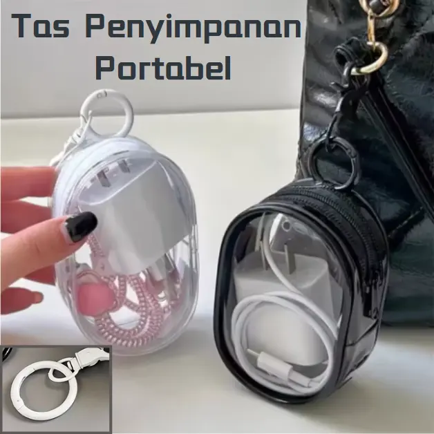 Tas penyimpanan kabel PVC / Tempat pengisi daya transparan / Tas headphone perjalanan luar ruangan