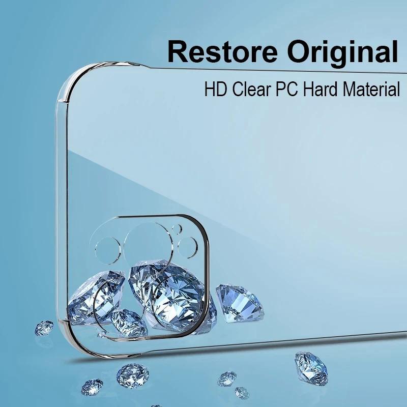 Ốp Điện Thoại Trong Suốt, Mỏng Và Không Khung, Dành Cho iPhone 11 12 13 14 15 16 Pro Max Plus Mini X XS XR Max 7 8, PC Cứng, Chống Sốc, Ốp Lưng Bảo Vệ Phụ Kiện 3