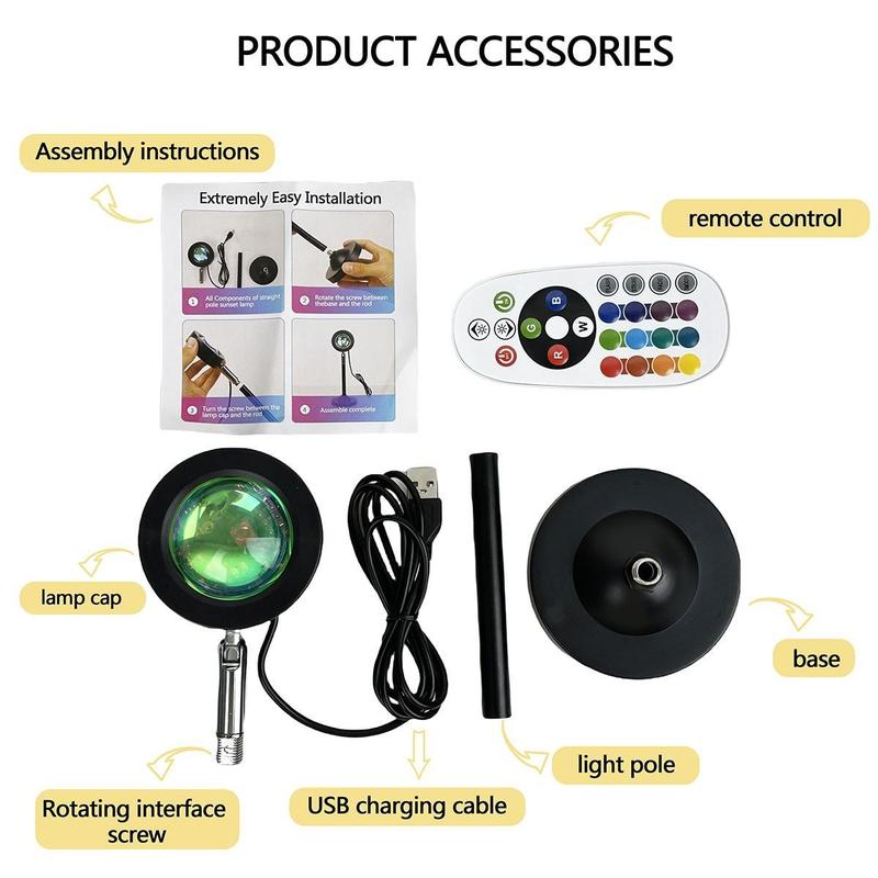 Sunset Lamp Projector LED Lights, Adjustable Projection LED Lights, Ambient Night Light, Desk Lights for Bedroom Photography, Girls Birthday Gift, Gadgets, Light Shades, Home Essentials, Room Accessories 6