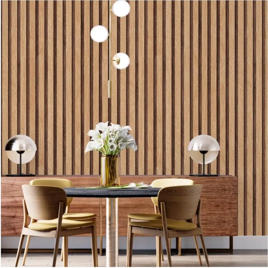 Wallpaper Stiker Dinding Dekorasi Kayu Panel Cokelat Ukuran 45 cm x 8 meter Pvc Kertas