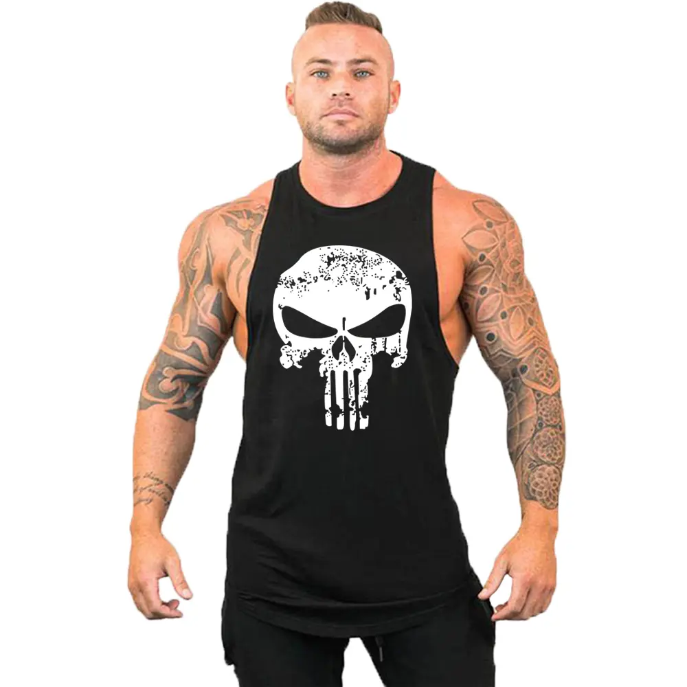 New Hot Sale Mens Skull Printed Tank Top Breathable Cool Vest Running Shirt Cotton Tees Bodybuilding Singlet Fitness Sleeveless Menswear Lingerie