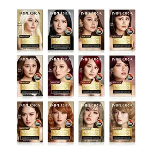 IMPLORA Minimal 2PCS Pewarna Rambut New Permanent Hair Color BPOM Formula 3D Color 12 Varian Terbaru dengan Vitamin untuk Rambut Halus Indah dan Alami