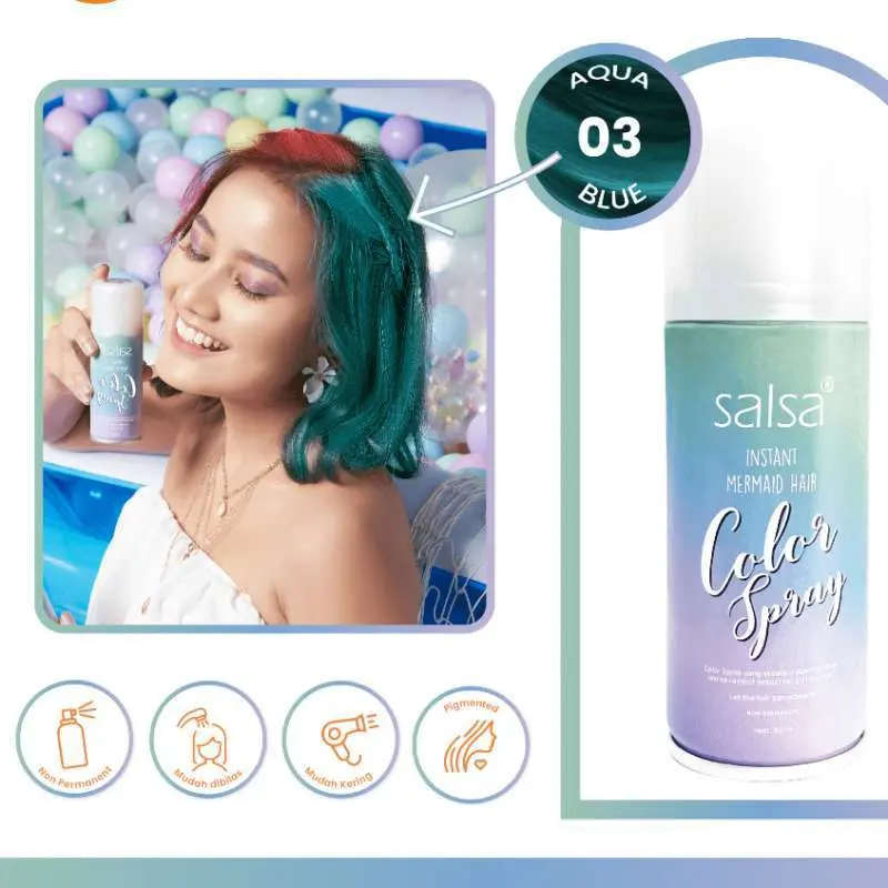 SALSA Instant Mermaid Hair Color Spray / Pilox Rambut / Semir Cat Pewarna Rambut Temporary / Tidak Permanent 5