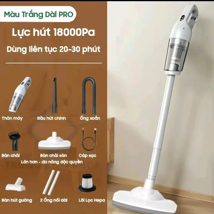 Máy Hút bụi cầm tay không dây. Pin sạc. Lực hút mạnh 18.000PA. Bảo hành 12 tháng. Trải nghiệm 7 ngày miễn phí