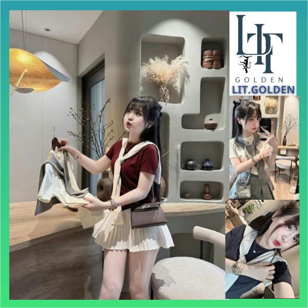 Sét Áo Cổ TRòn Thắt Nơ Thuỷ Thủ Và Chân Váy Xếp LY Phối Đồ ĐƠn Giản CHo NỮ 4