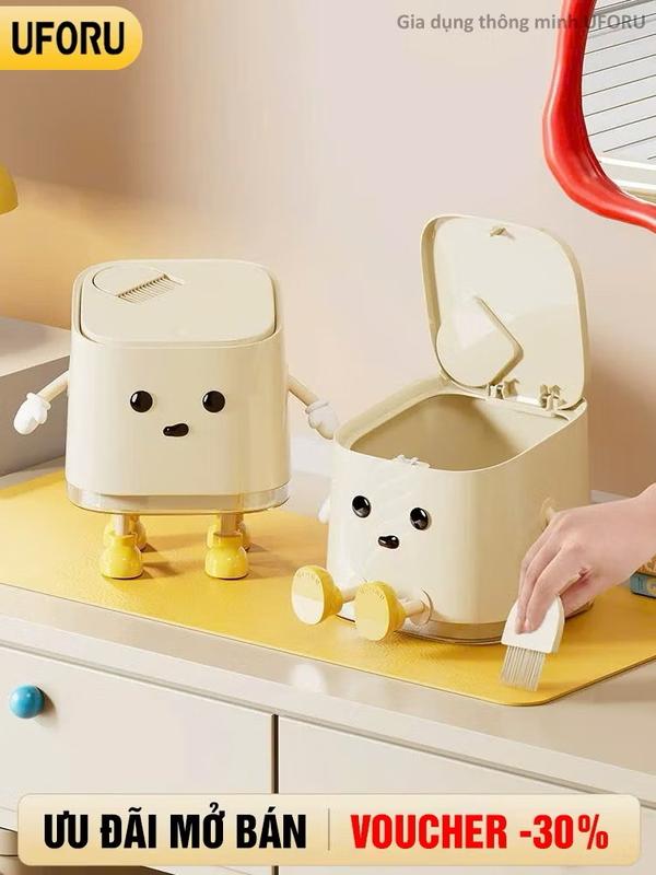  Thùng rác mini để bàn UFORU kèm phụ kiện trang trí hoạt hình dễ thương thiết kế nhỏ gọn không ruột - UF721 