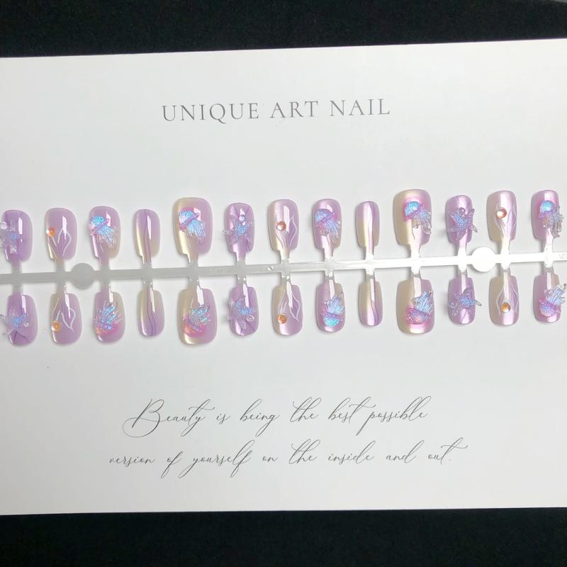 Product Introduction of Dream Elf Jellyfish Wear Nail Pearlescent Starfish Romantic Purple Smart Mermaid Bubble Nail Stickers Sub-Size Finished Product 3