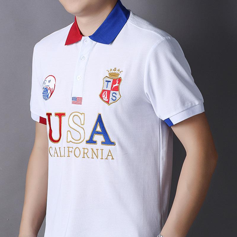Product Introduction of New Arrivals Oversized Polo T Shirt Men Short Sleeved California of USA Embroidery White Eagle Golf Wear Collar T-shirt Plus US Size XS-7XL 21