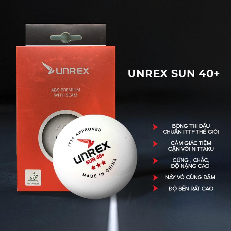 Quả Bóng Bàn Thi Đấu Unrex Sun 40+ - Siêu Bền, Siêu Đầm, Siêu Tròn, Bóng Thi Đấu Chuẩn ITTF Thế Giới