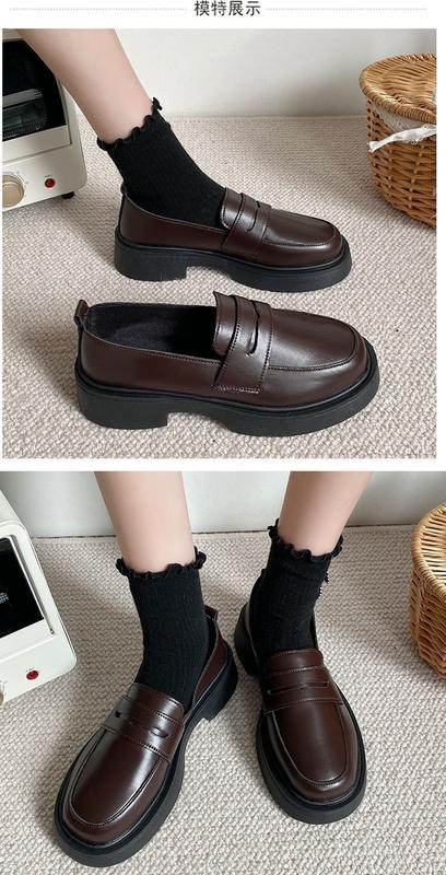 Product Introduction of Black Soft Girl Leather Shoes Women's British Style 2023 Autumn New All-Match Flat Japanese JK Uniform Flat Pumps 4