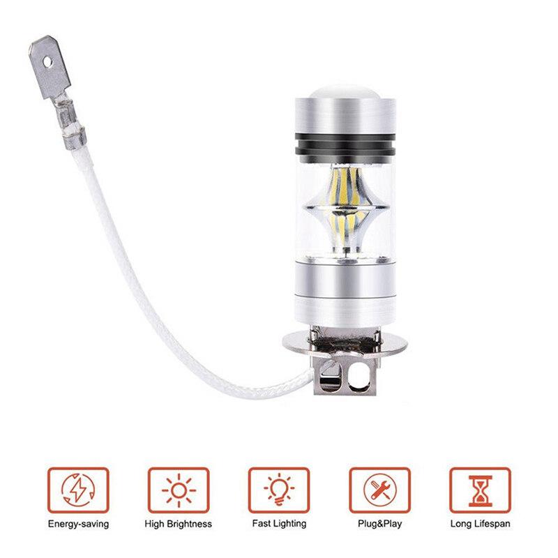 Đèn sương mù LED, FANMAODZ, 100W H3, Bóng đèn lái xe, 12 / 24V, Đèn pha, Phụ kiện ô tô, Thích hợp cho đèn sương mù 1