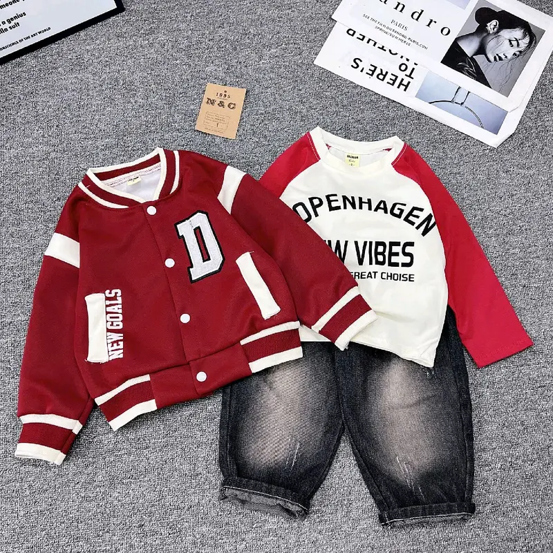 2 mẫu( tặng vòng)bộ nỉ ép quần jeans 4 chi tiết dài tay của bé trai sai 10-25kg( quần dài 3,5 gang)( phom to bạn ít tuoi không  tăng sai) 2