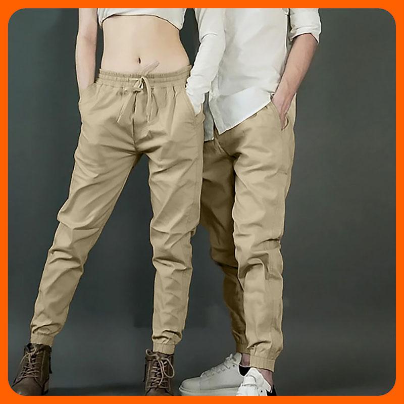 [40-70Kg] Quần Jogger Kaki UNISEX Nam Nữ Basic - Quần Kaki một màu trơn đơn giản dễ phối đồ - Lưng thun co giãn có dây rút - Ống quần bo chân Sport Thể Dục