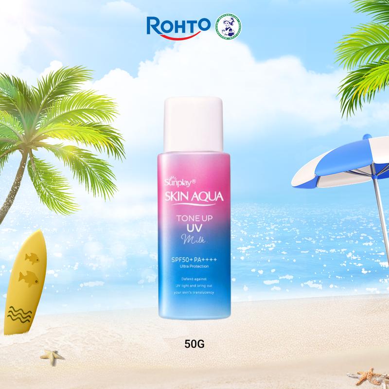 (Quà tặng đính kèm ngẫu nhiên tùy chương trình khuyến mãi) Sữa chống nắng nâng tông dành cho da dầu/hỗn hợp Sunplay Skin Aqua Tone Up UV Milk Lavender SPF50+ PA++++ 50g