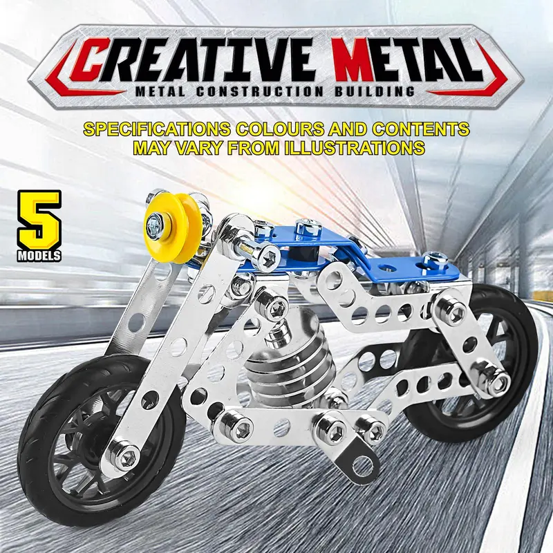 Children's Metal Assembly Motorbike Toys, 3D Alloy Street Motorcycle Model with Screw & Nut Building, Mechanical Fun for Kids, Christmas Gift 6