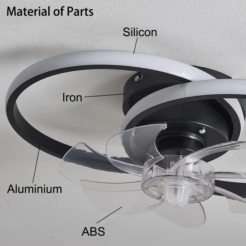 Modern Ceiling Fan with Light, 6 Speed Ceiling Fan Light with Remote Control, Reversible Blades Fan Light for Bedroom Kitchen Dining Room 7