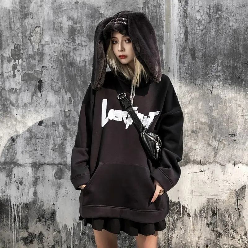 HD4 Áo hoodie nỉ bông tai thỏ dài siêu to khổng lồ chữ ngực thêu đáng yêu, mũ lông mềm unisex nam nữ 5