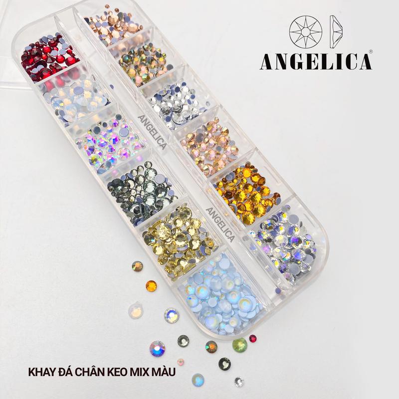 Khay Đá Chân Keo 12 Khía Mix Size khoảng 1000 Viên ANGELICA Sơn Gel Làm Nail
