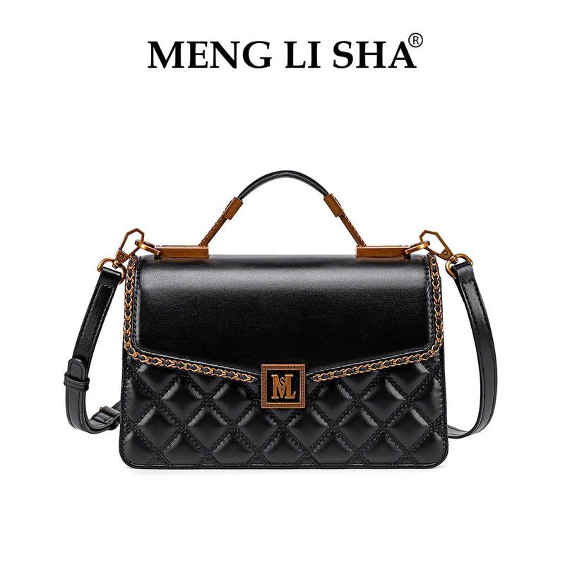 6050-K1 Túi Xách Nữ MENG LI SA Dáng Chữ Nhật Họa Tiết Ô Trám Sang Trọng. Bag Nữ Đeo Vai Đeo Chéo. Dễ Phối Đồ. Màu Đen ô