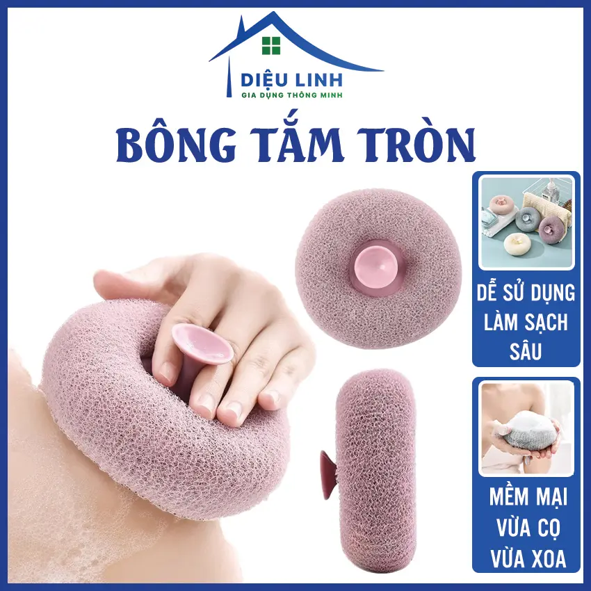 Bông Tắm Tẩy Tế Bào Chết Tròn Cao Cấp - Bông Tắm Tạo Bọt Siêu Mềm Kì Cọ Gét Dieulinhshop Bàn Chải