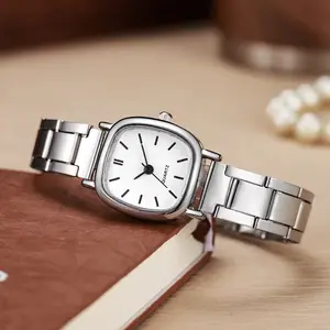 Jam Tangan Rantai Kuarsa Pria Wanita Bisnis Dengan Tali Baja Persegi