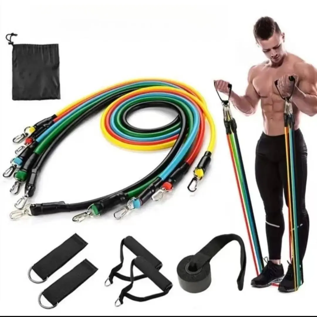 11 Piece Set Of Tension Rope Multifunctional TPE Tension Device Elastic Band Fitness Training Equipment Elastic Rope Sports Equipment