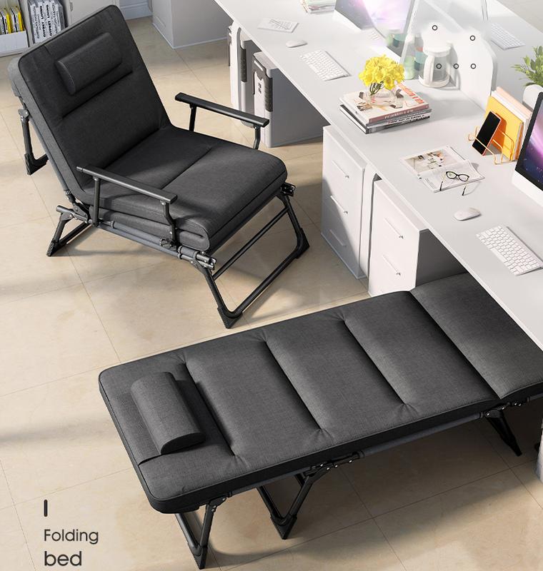 Giường xếp thông minh kiêm ghế ngồi làm việc, ghế thư giãn, thiết kế thông minh, giường gấp khung thép chắc chắn 0