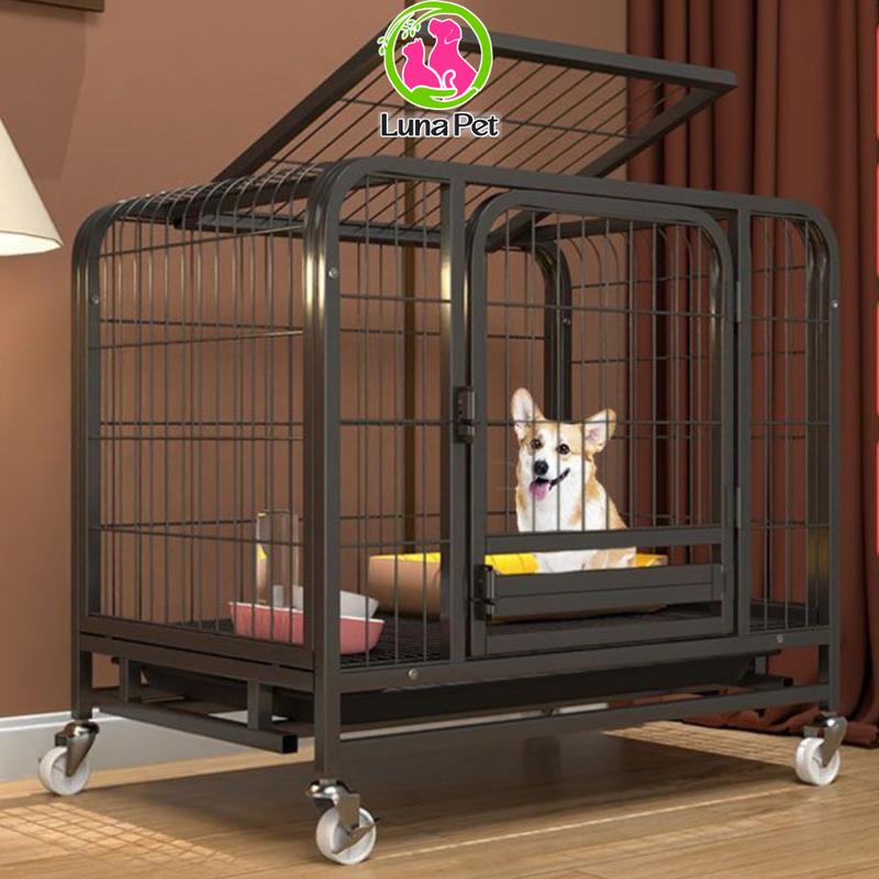Chuồng nuôi chó mèo lớn 7.5kg NAN ỐNG Luna Pet CN06 sơn tĩnh điện có bánh xe 60*45*55 cm