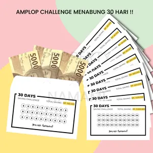 Amplop Target Menabung 30 Hari, 40 Hari, 50 Hari, 100 Hari / Amplop Saving Challenge