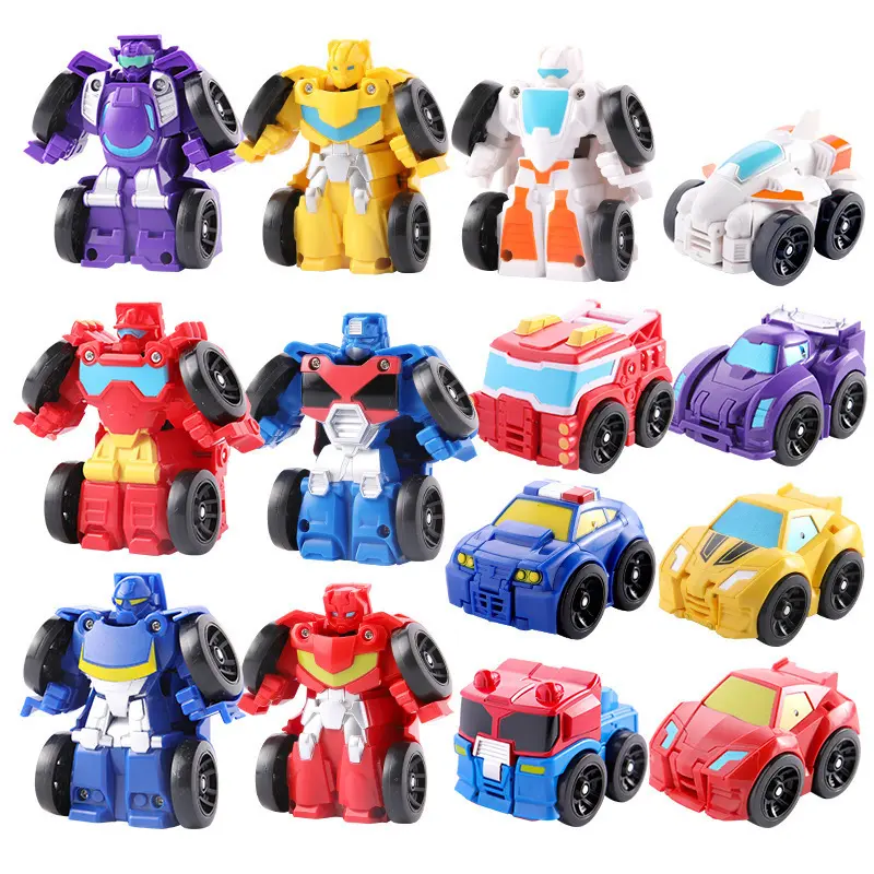 Deformation Car Robot Toy Q Version One Flash Transformable Mecha ...