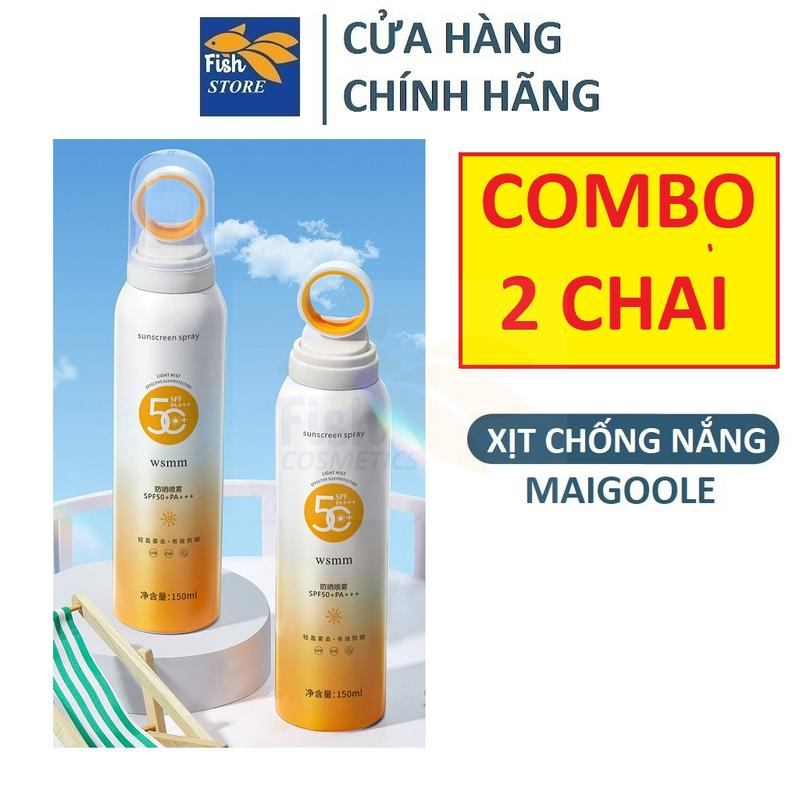 COMBO 2 Chai Xịt Chống Nắng Mai Gồ ,  Kem Chống Nắng Maigoole Phù Hợp Với Da Dầu Mụn , Xịt Chống Nắng Phun Sương Maigoole Nhà FISH COSMETICS Skincare Nữ
