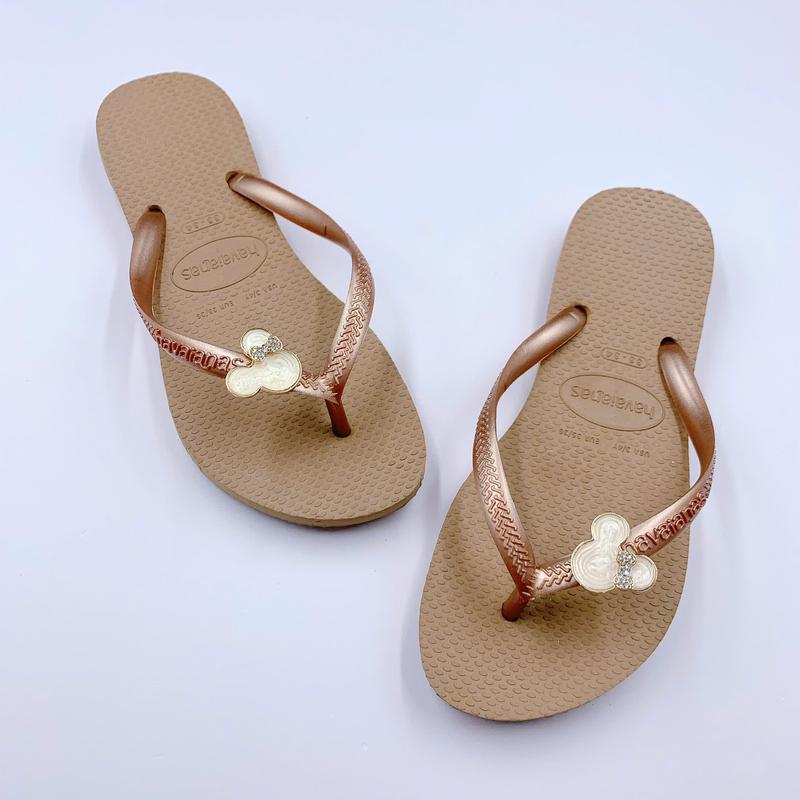 Dép  Havaianas Nữ Slim Gắn Kèm Charm Mickey Milk - Từ Brazil - Cao su non tự nhiên, chống trơn trượt - Thu Hường Havai 3