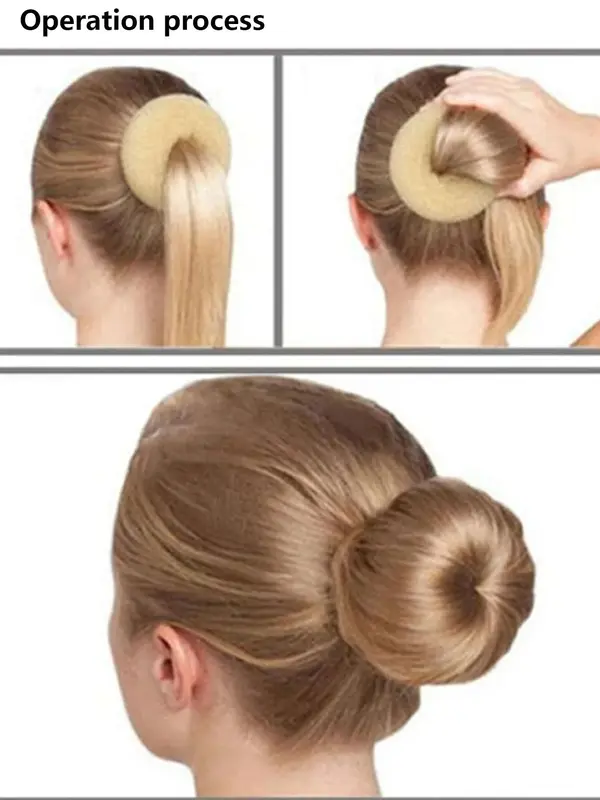 Solid Color Donut Shaped Hair Tie for Hair Bun, 4 Counts/set Minimalist Elastic Hair Bun Makers, Casual Versatile Hair Accessories for Women & Girls 2
