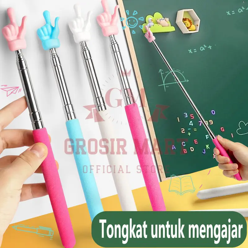 Tongkat Jari Penunjuk Baca Buku Anak Sekolah Tunjuk Papan Tulis Panjang 68 cm Alat bantu Mengajar / Teleskopik Pointer Untuk Mengajar