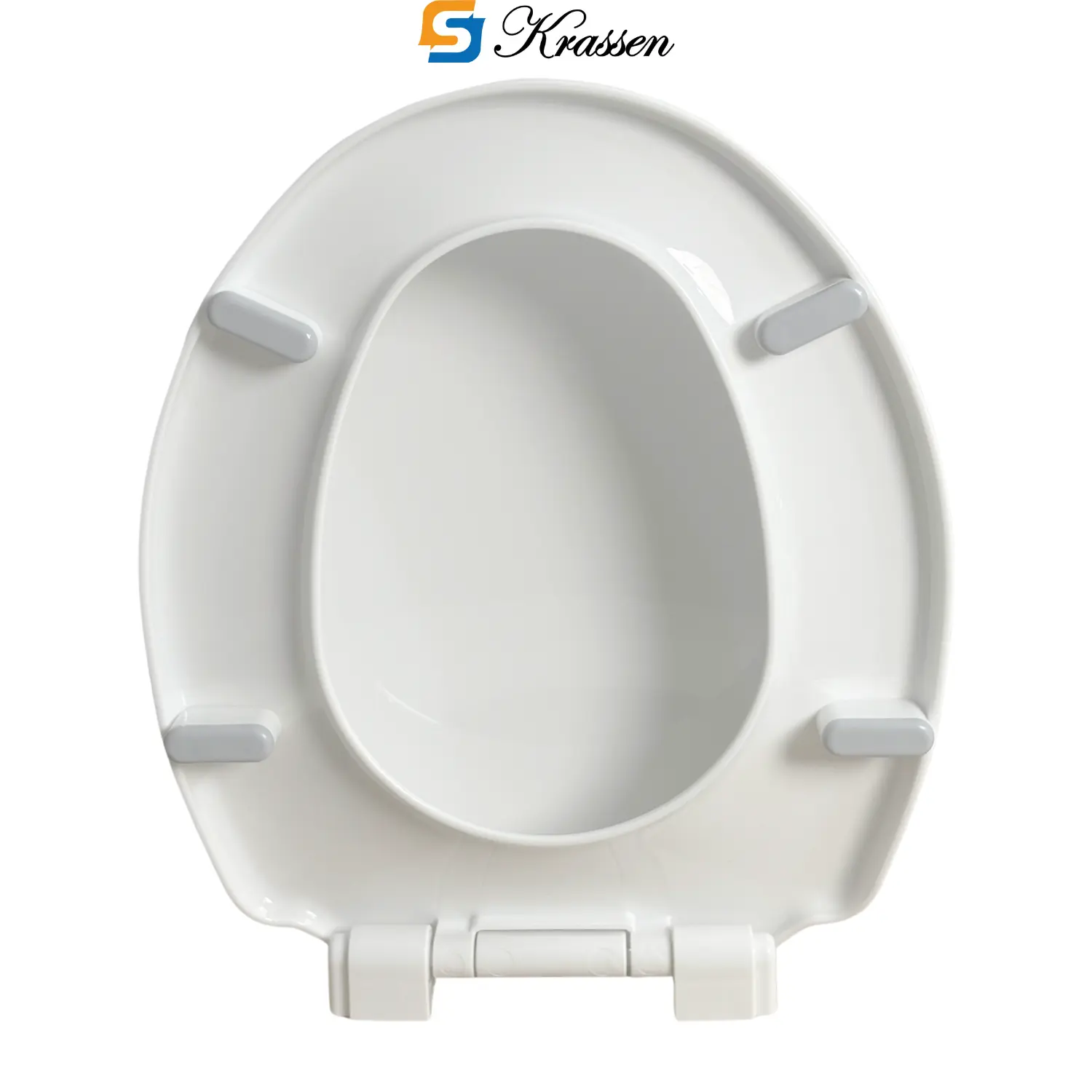 <Mã KR.10> Nắp bồn cầu tròn bầu rơi êm KRASSEN làm từ nhựa PP cao cấp (màu Trắng sữa) phù hợp với Inax, Linax đời cũ (các mã C-108VA, 117VA, 306VA, 333)
