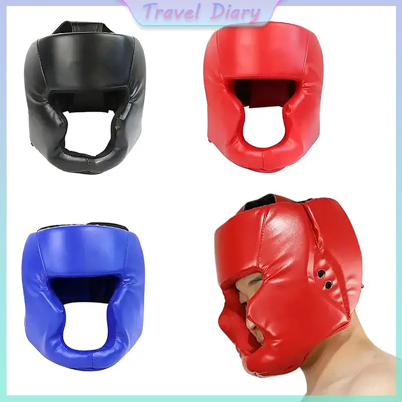 1pcs Full-covered Pu Boxing Helmet Kids Adults Muay Thai Training Sparring Boxing Headgear Gym Equipment Taekwondo Head Guard