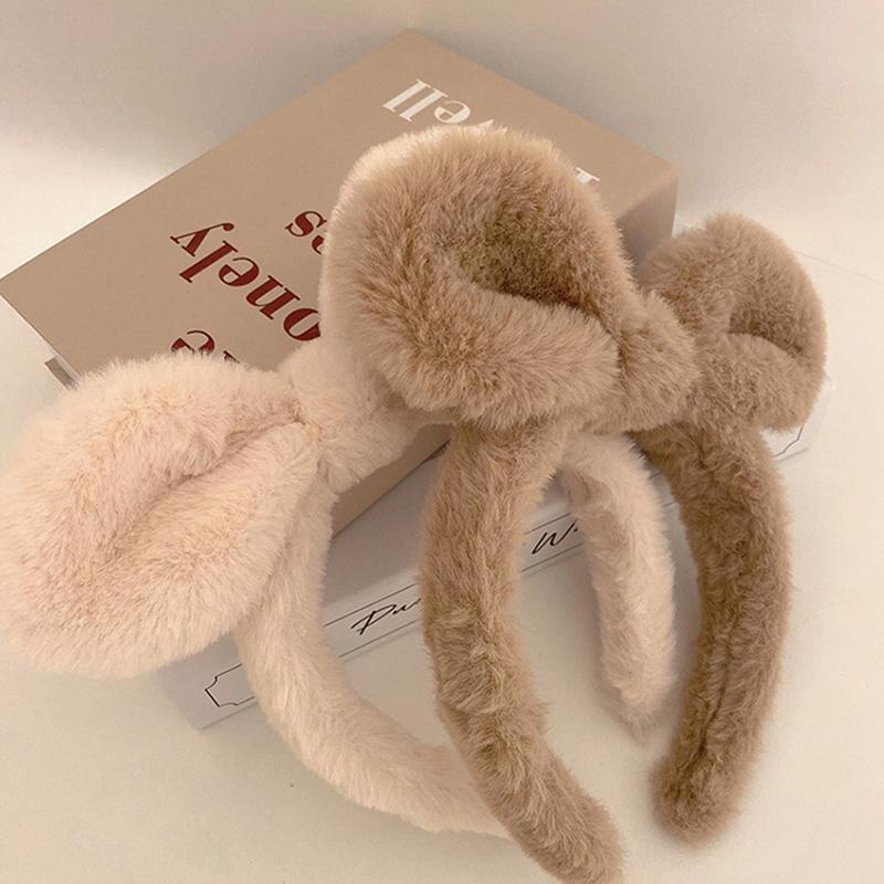 Product Introduction of New Winter Plush Rabbit Ears Hair Bands Hoop For Women Elastic Hair Hoop Headband Girls Hair Accessories Headwear 16