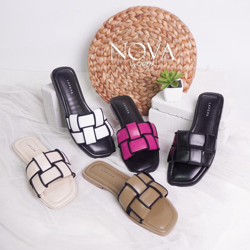Product Introduction of Lapepa NOVA Sendal Wanita Sandal Kasual Model Slop Flat Tatakan Empuk Motif Ketupat Size 36-40 1